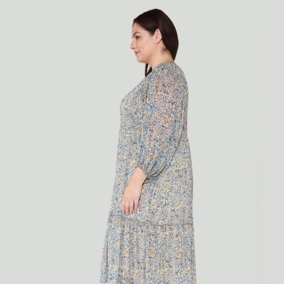 [X, 1X & 3X] DEX Plus Paisley Boho 3/4 Sleeve Midi Dress - Picture 5 of 14